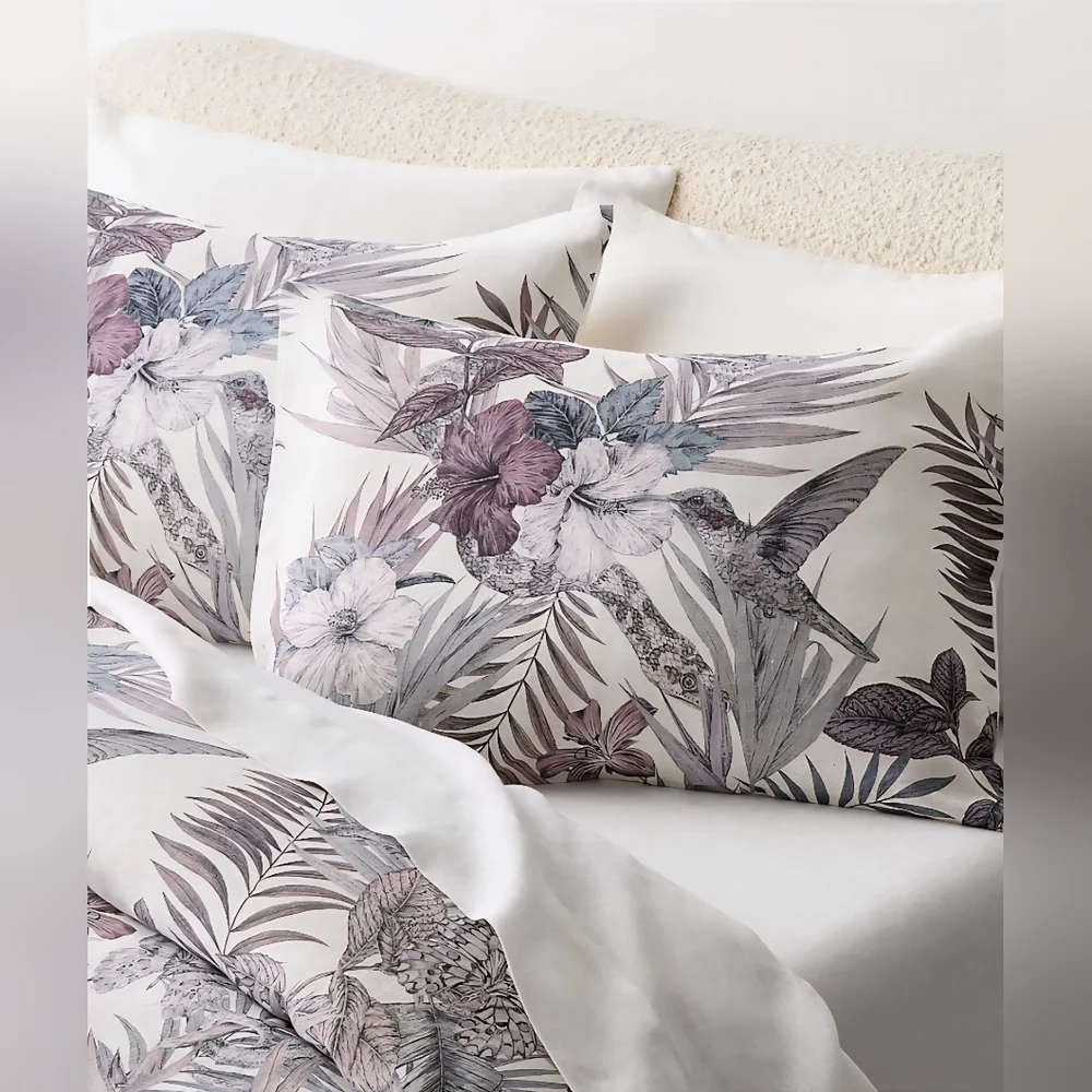 ❤️BUY 2 GET 1 FREE Eden Off White & Smoked Mauve Linen King & Standard Set